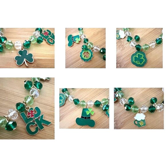St Patricks Day Charm Bracelet Stretch Shamrocks Luck Leprechaun Hat Bee… - Picture 7 of 12